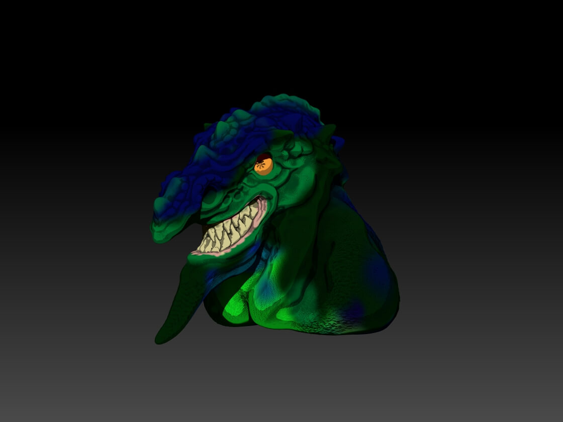 Modelado 3D de criatura Kaiju - ZBrush adelanto de color