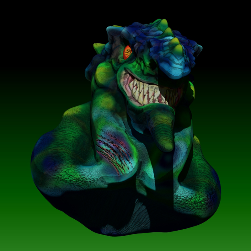 Modelado 3D de criatura Kaiju - Render 3/4s
